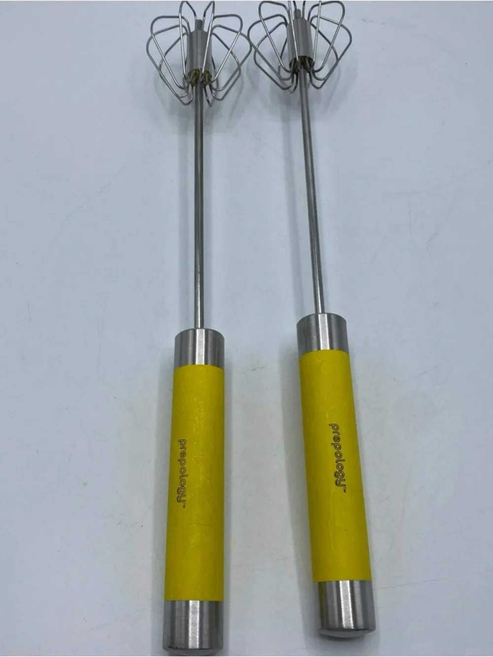 Prepology 2-Pack  Wire Push Whisks Hand Push 14” Yellow handle Kitchen Utensils